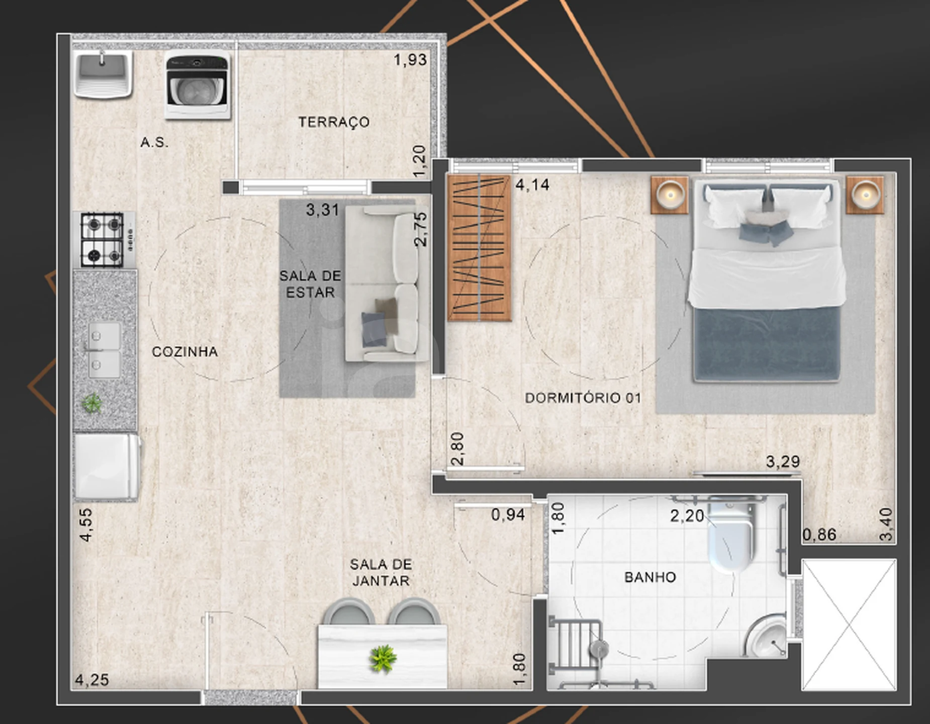 Planta — Apartamento 41,67 m²