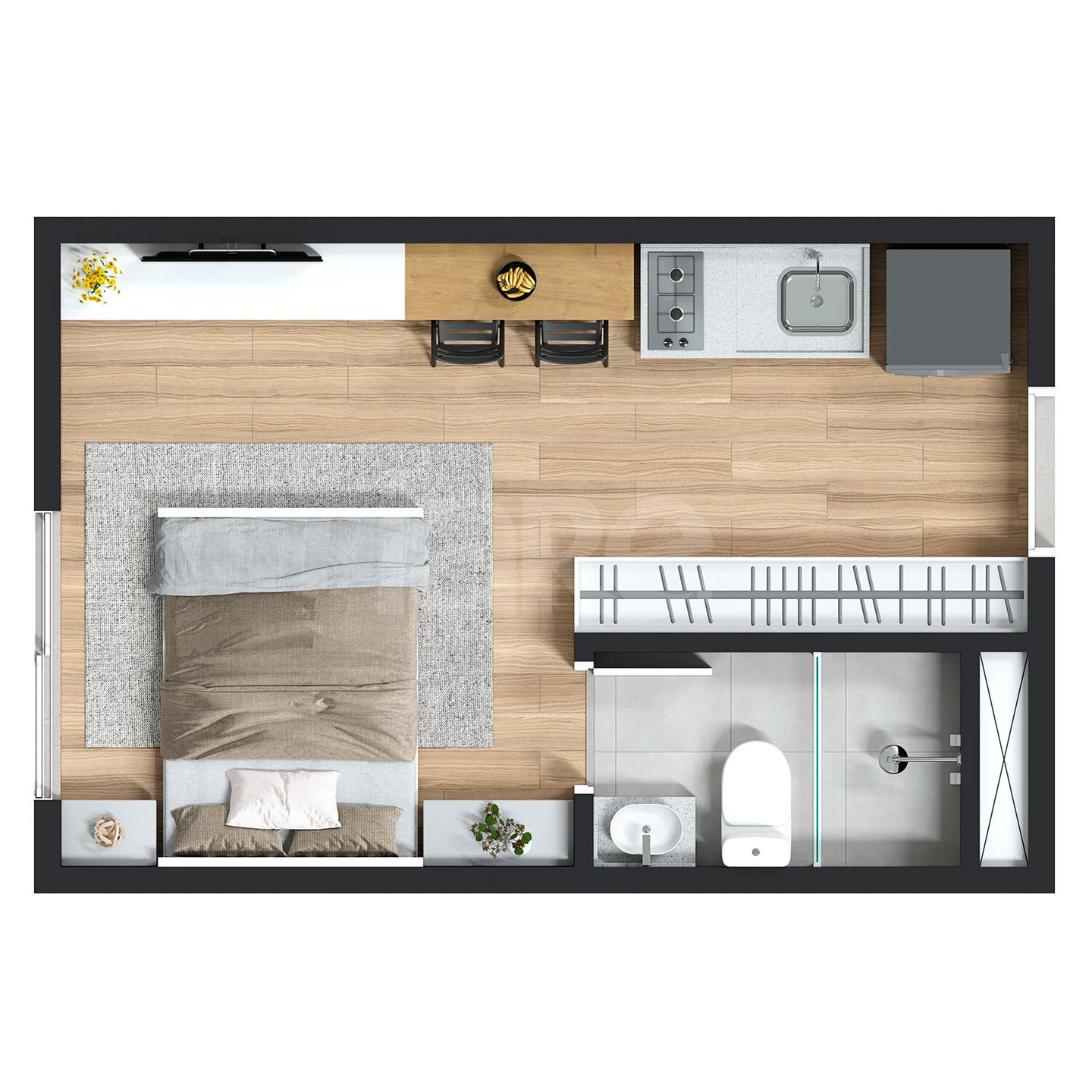 Planta — Studio 17,87 m²