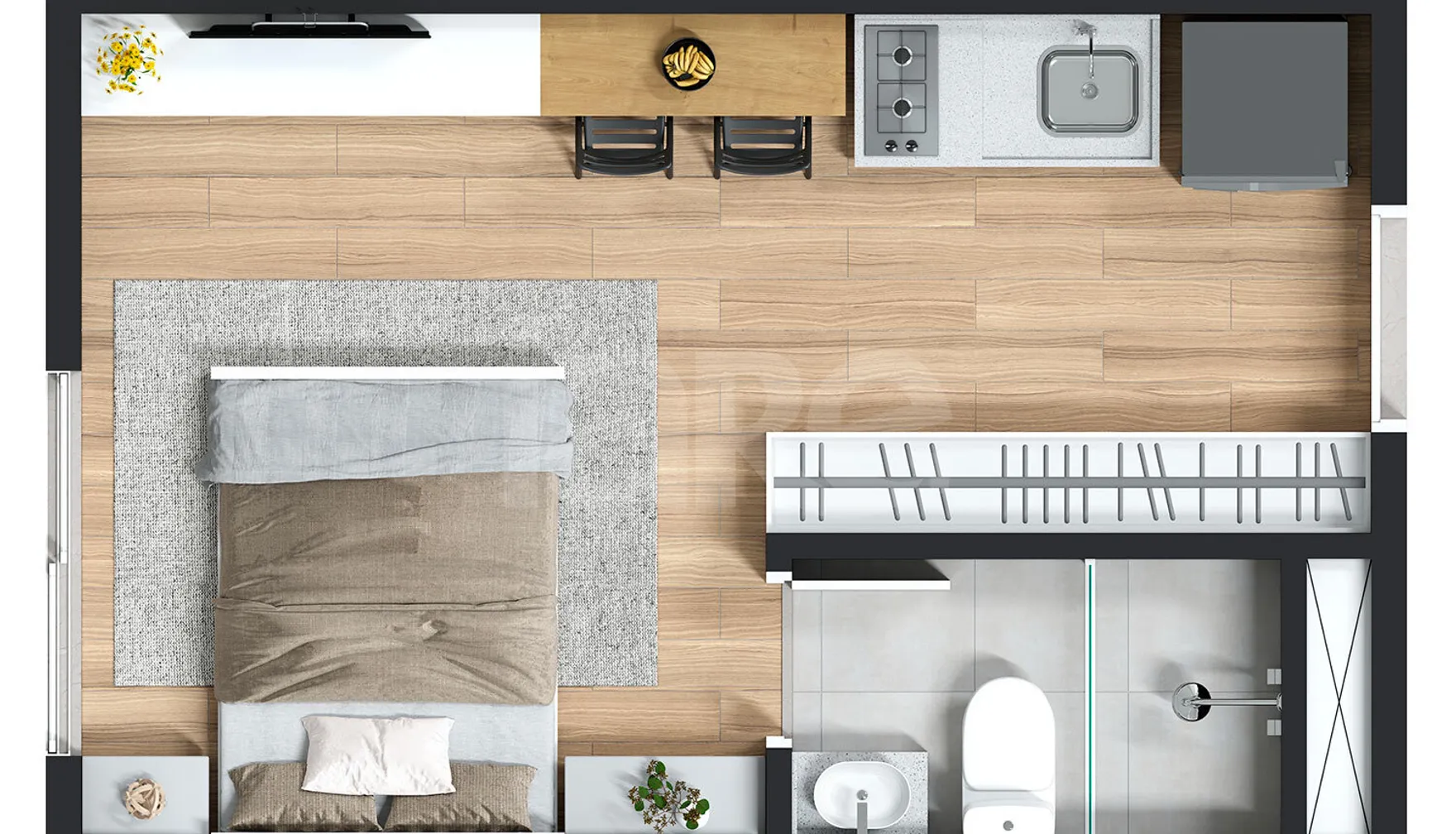 Planta — Studio 17,87 m²