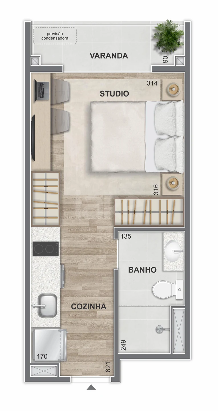 Planta — Studio 24 m²