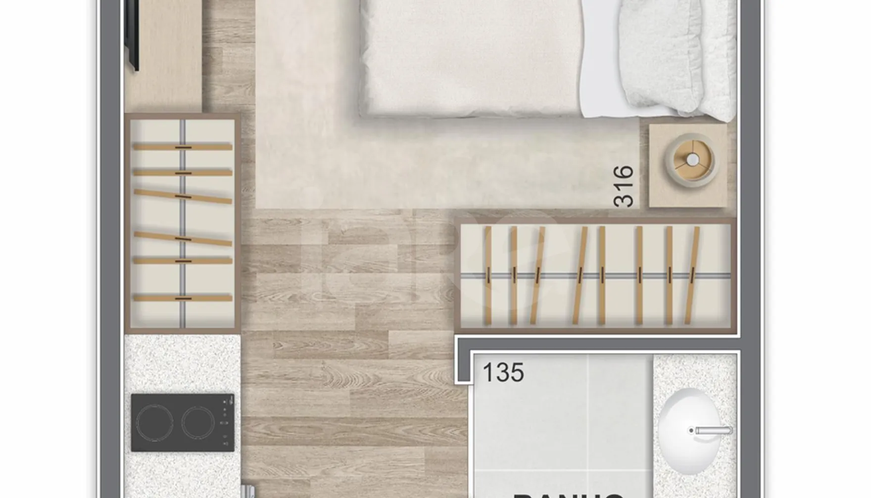 Planta — Studio 24 m²