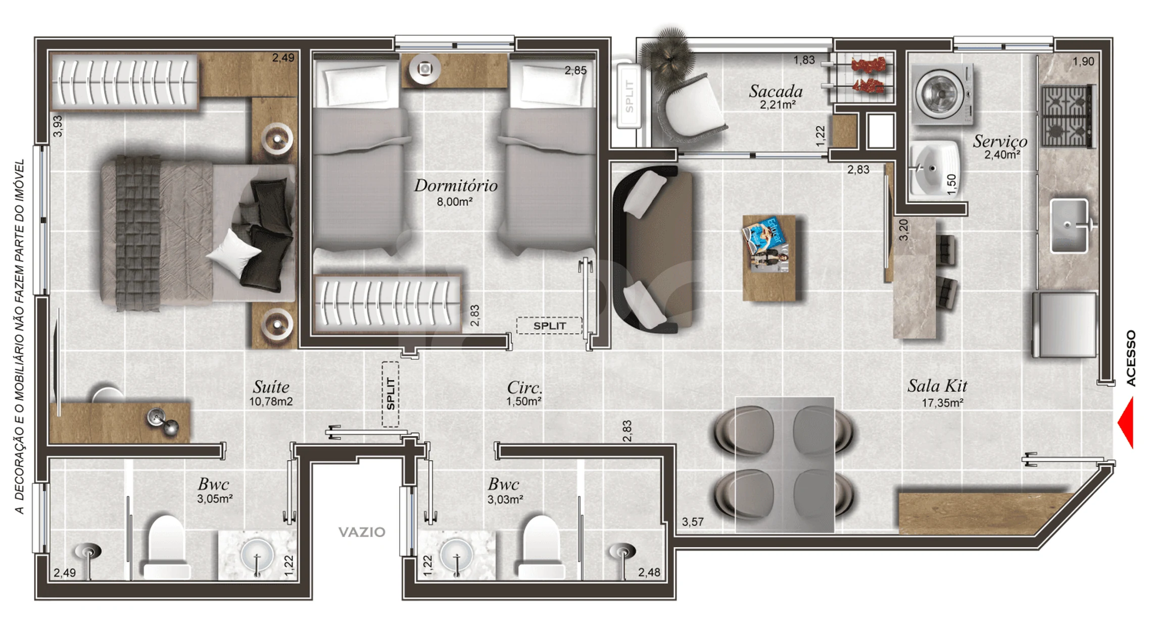 Planta — Apartamento 56,19 m²