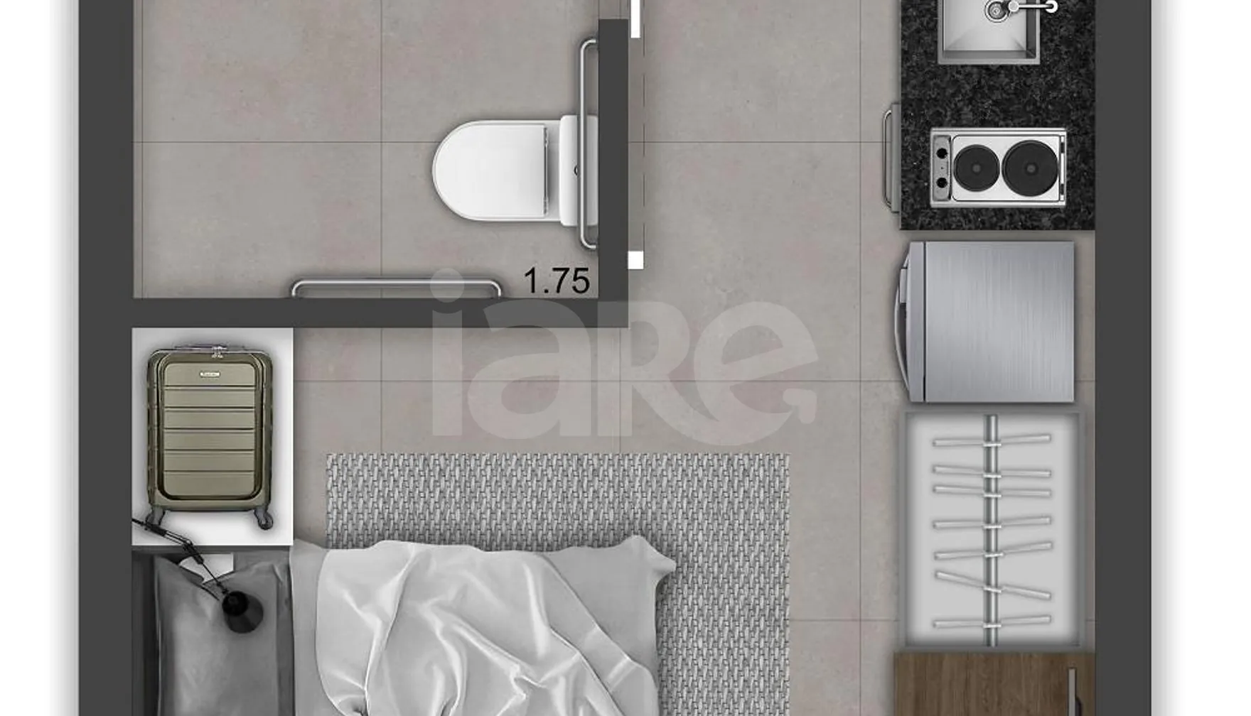 Planta — Studio 21,49 m²
