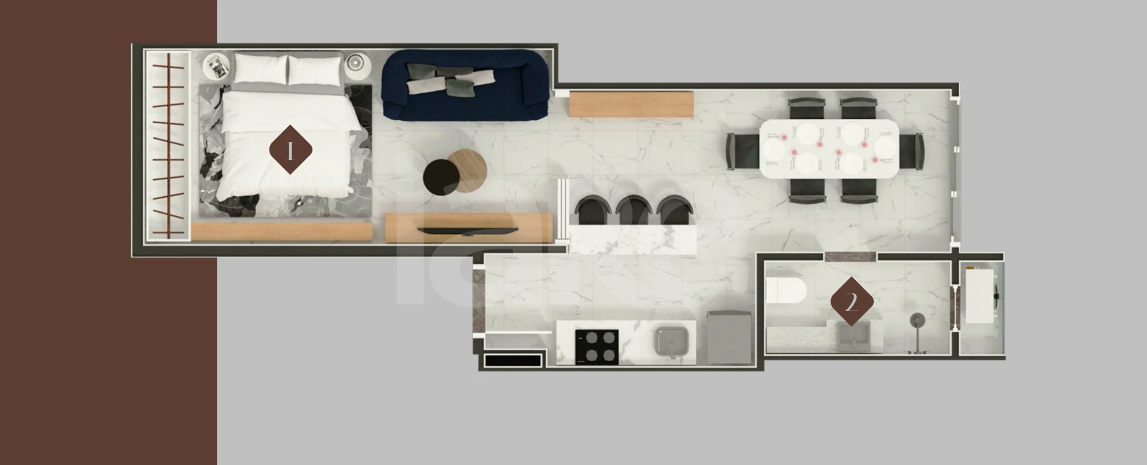 Planta — Studio 40,55 m²