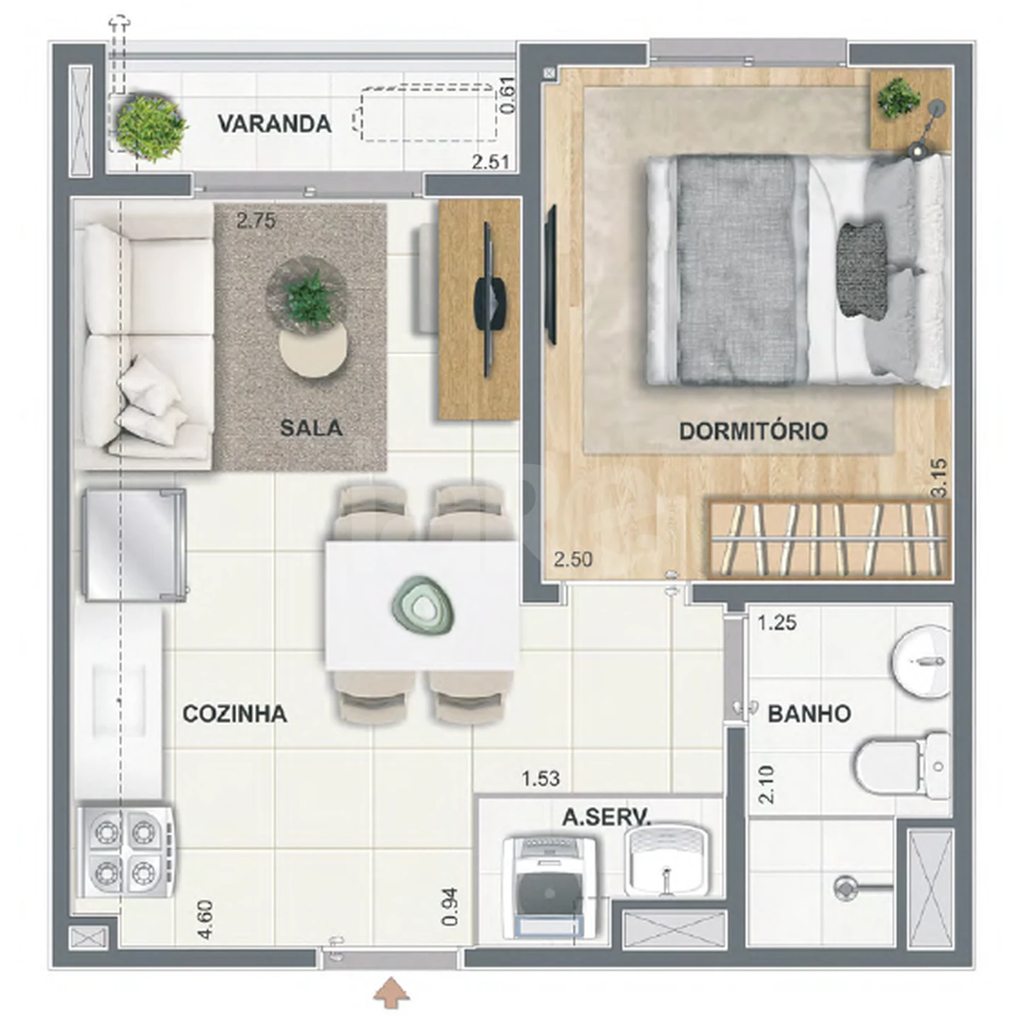 Planta — Apartamento 32 m²