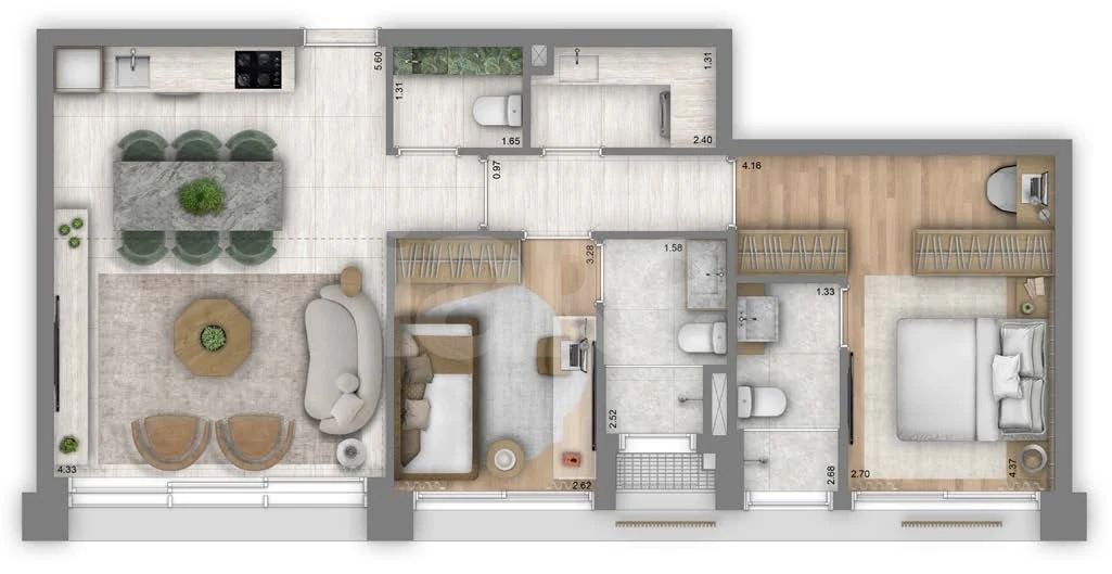 Planta — Apartamento 80,57 m²