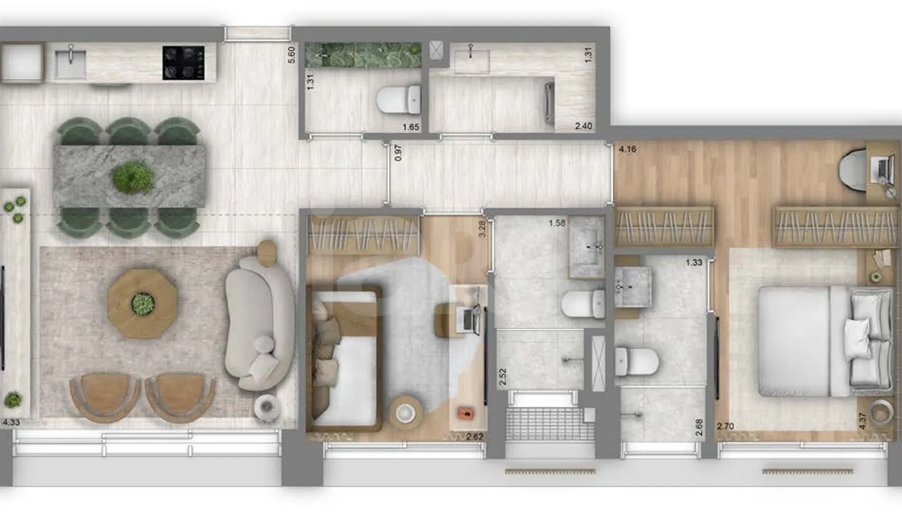 Planta — Apartamento 80,57 m²