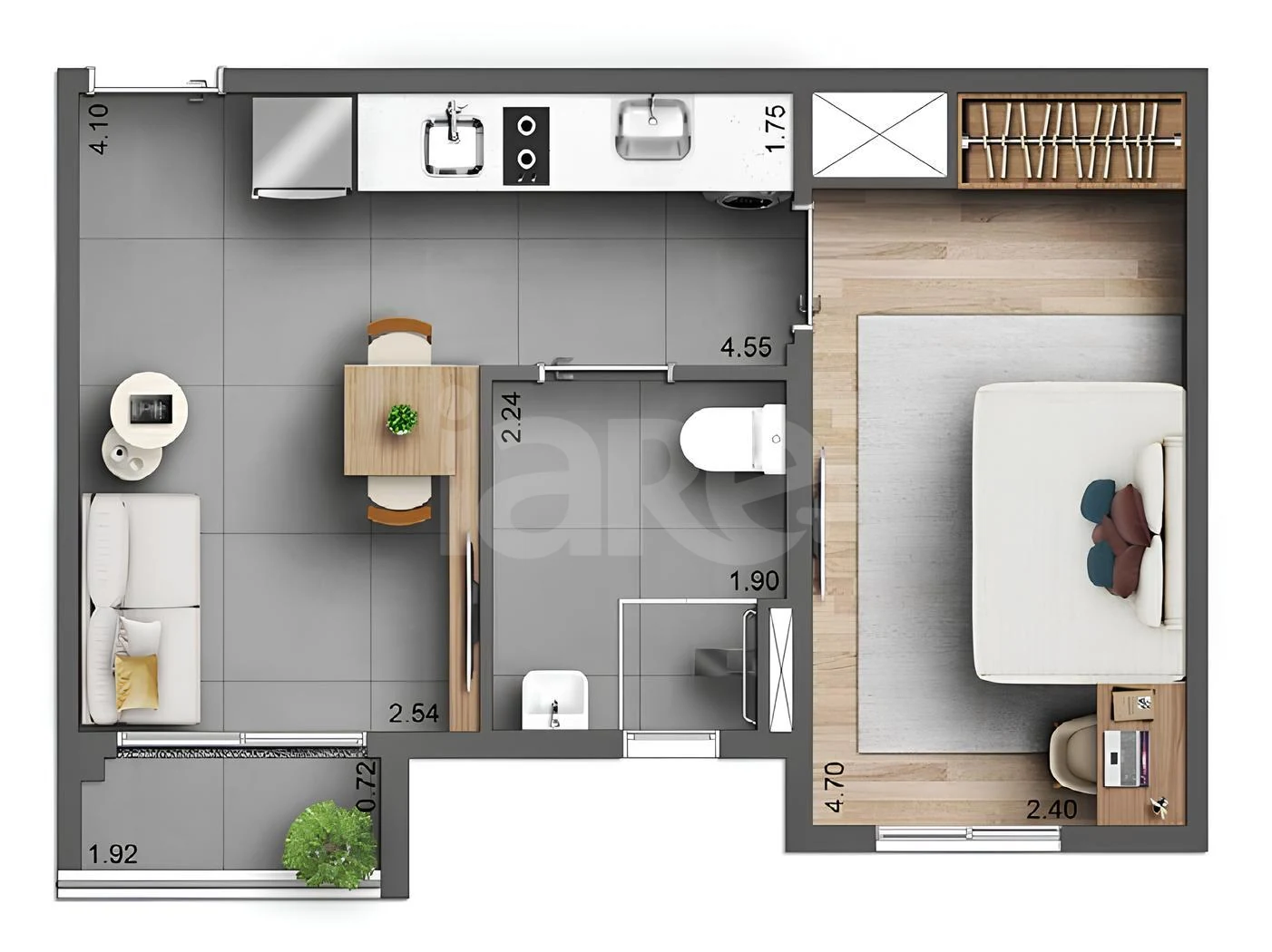 Planta — Apartamento 35,31 m²