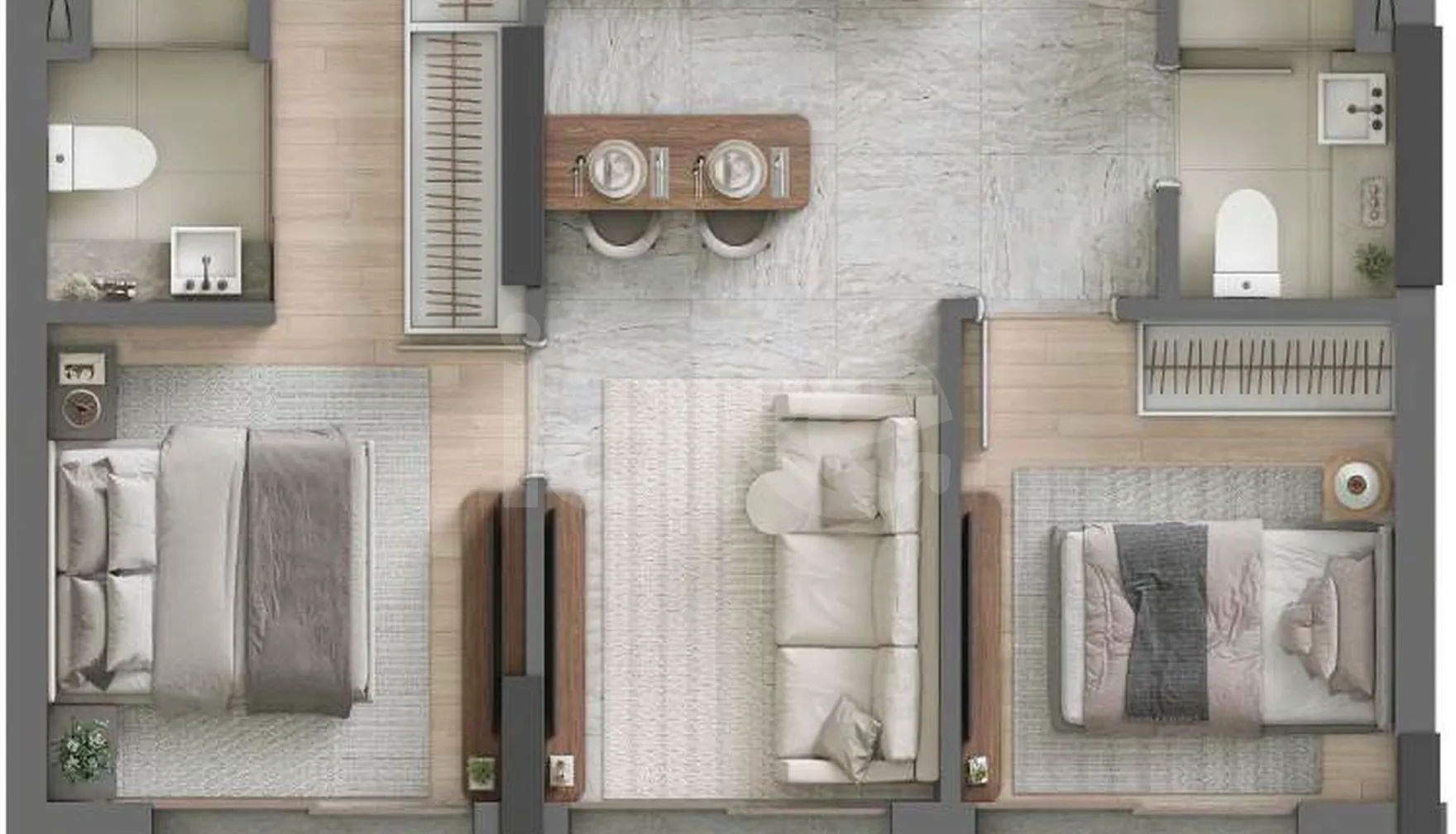 Planta — Apartamento 61,77 m²