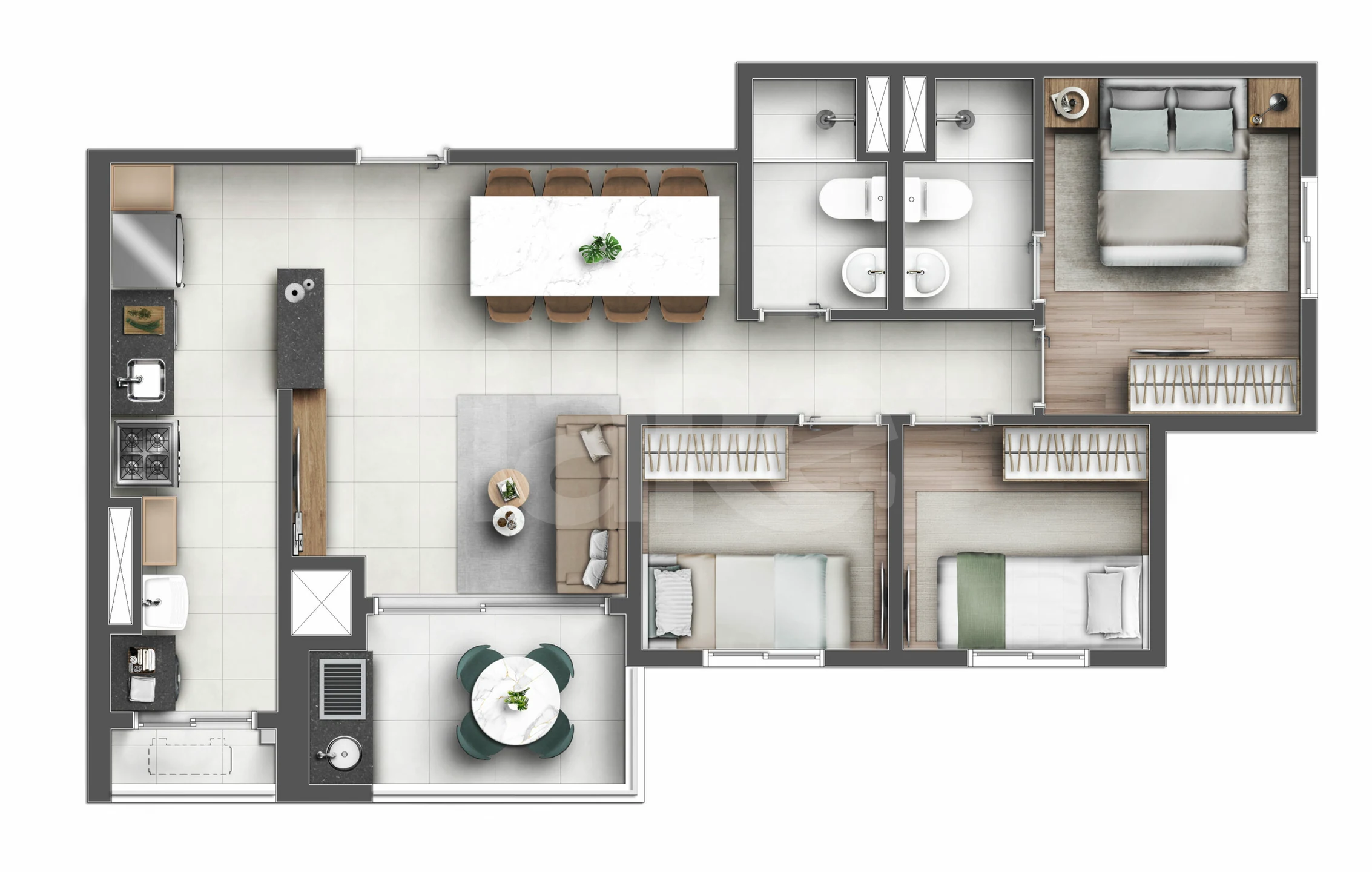 Planta — Apartamento 64,85 m²