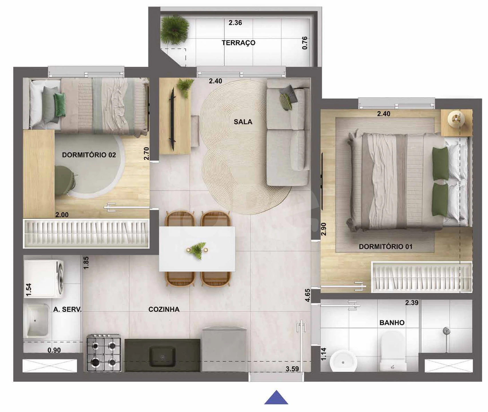 Planta — Apartamento 36,83 m²