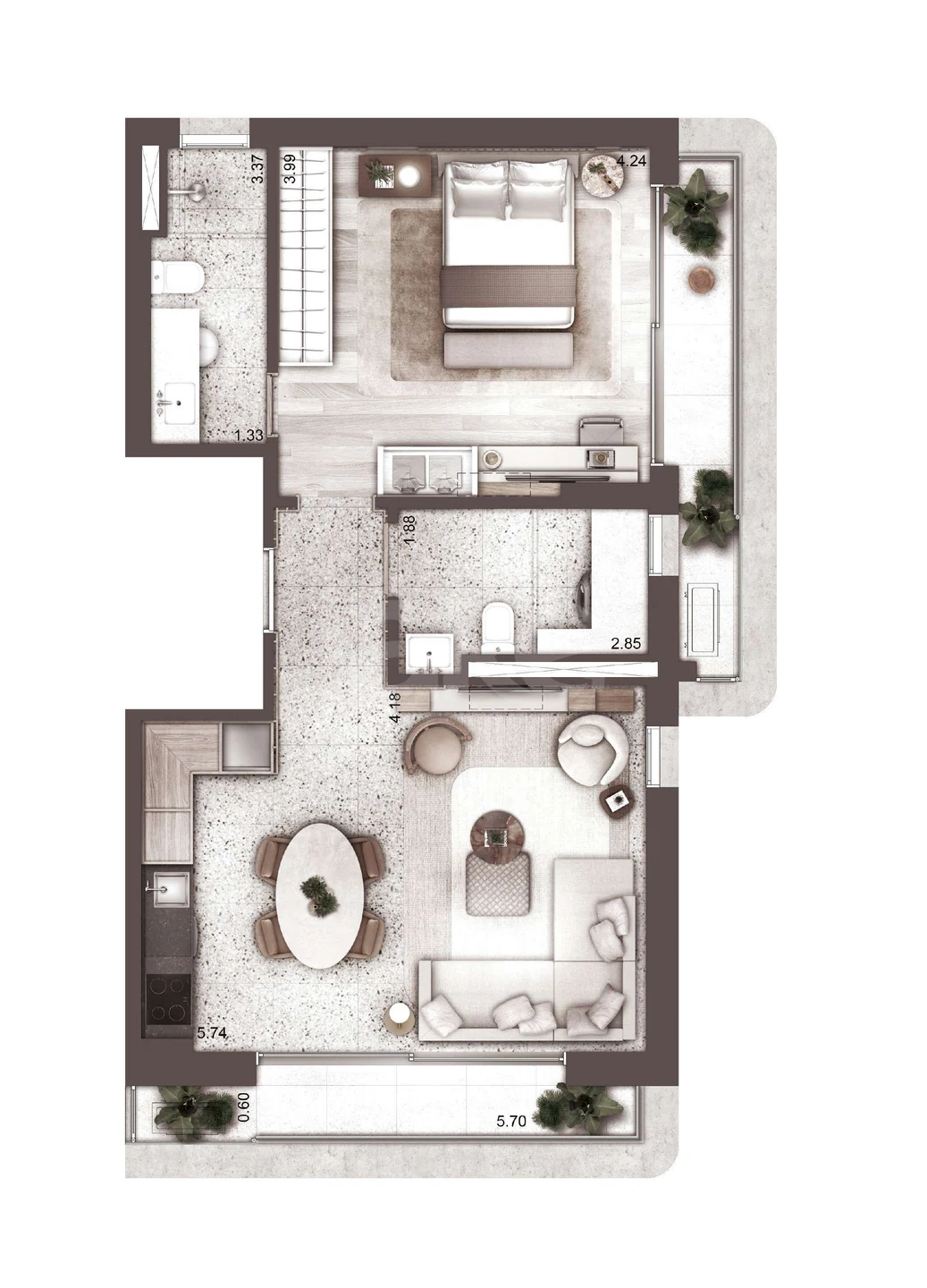 Planta — Apartamento 72,18 m²