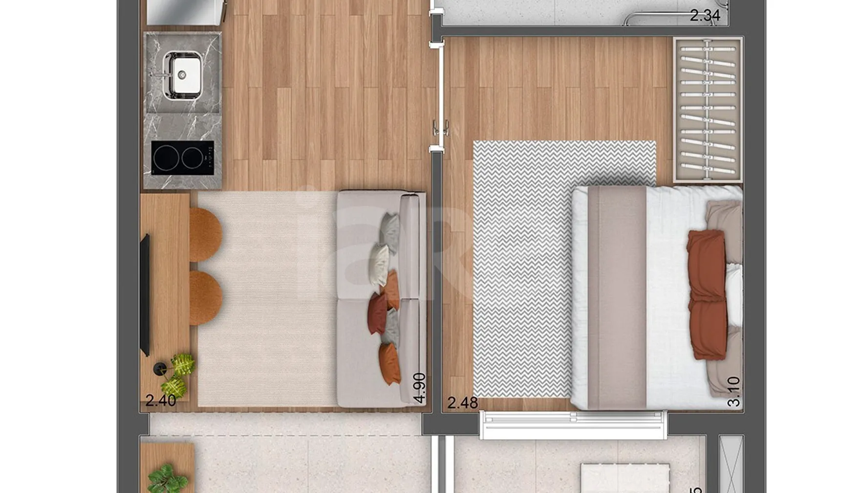 Planta — Apartamento 31,6 m²