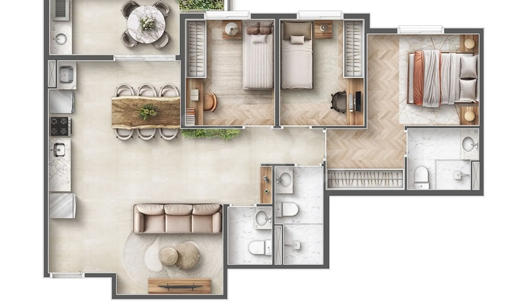 Planta — Apartamento 75,72 m²