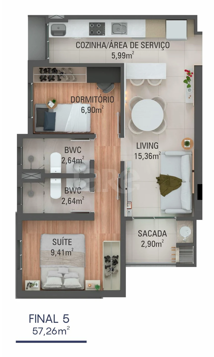 Planta — Garden 57,26 m²