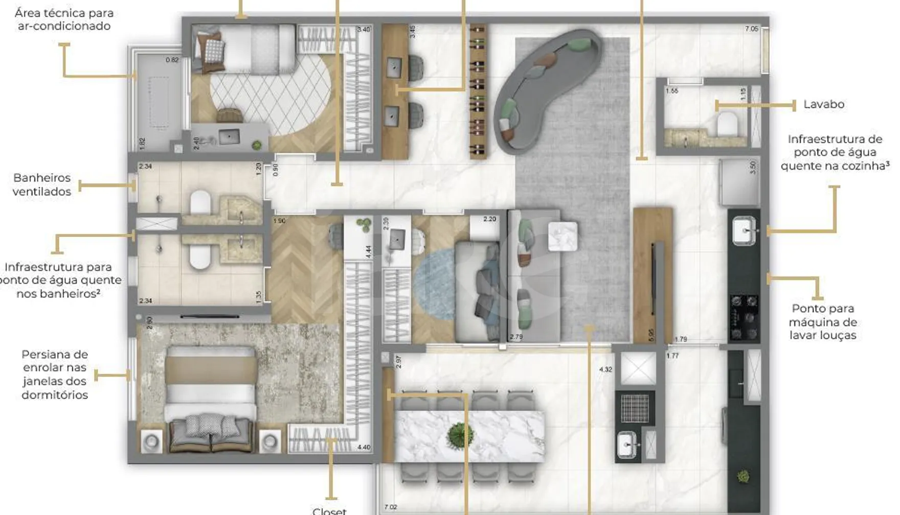 Planta — Apartamento 104,22 m²