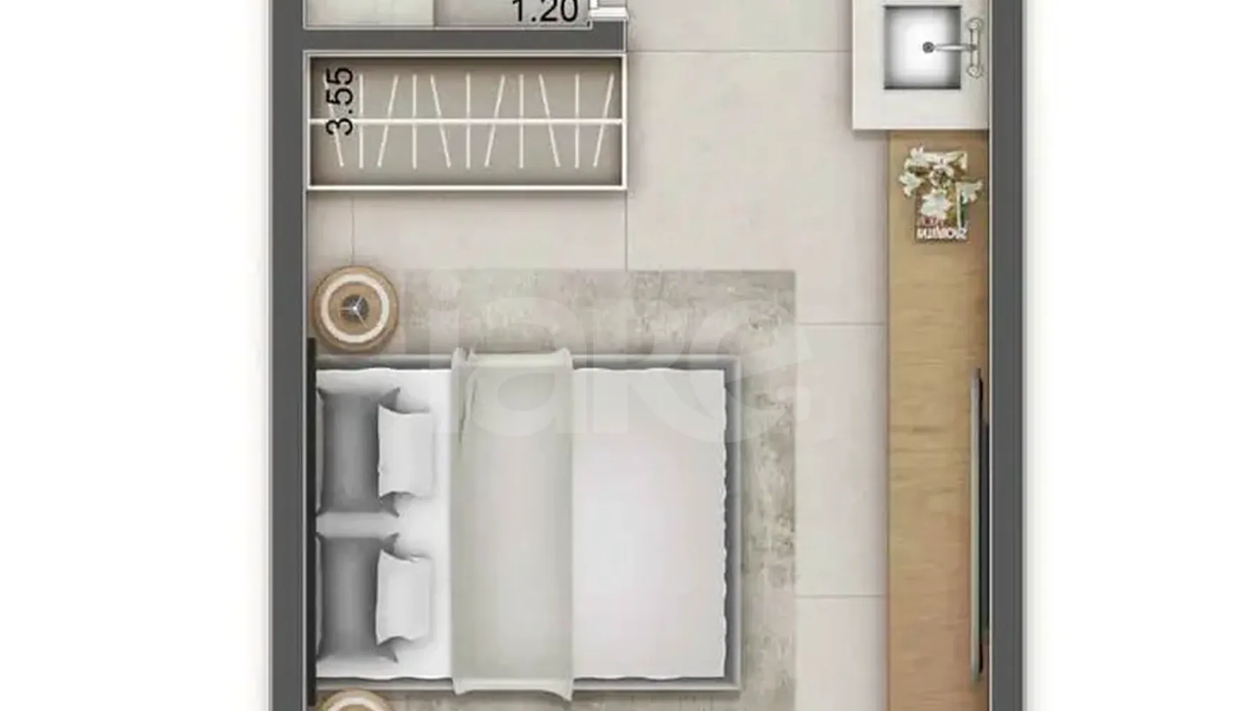 Planta — Studio 23,68 m²