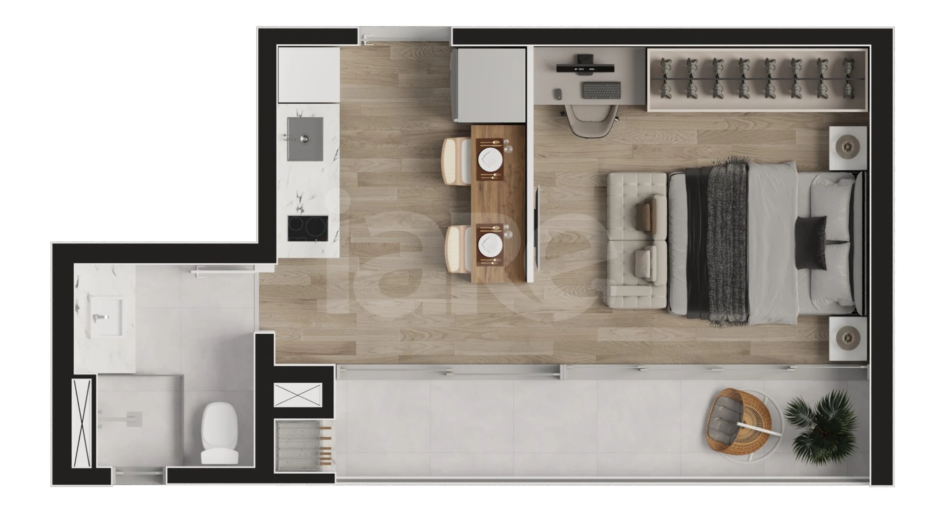 Planta — Studio 30,35 m²