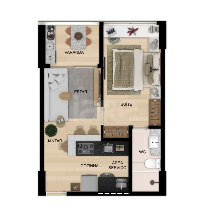 Planta — Apartamento 36,89 m²