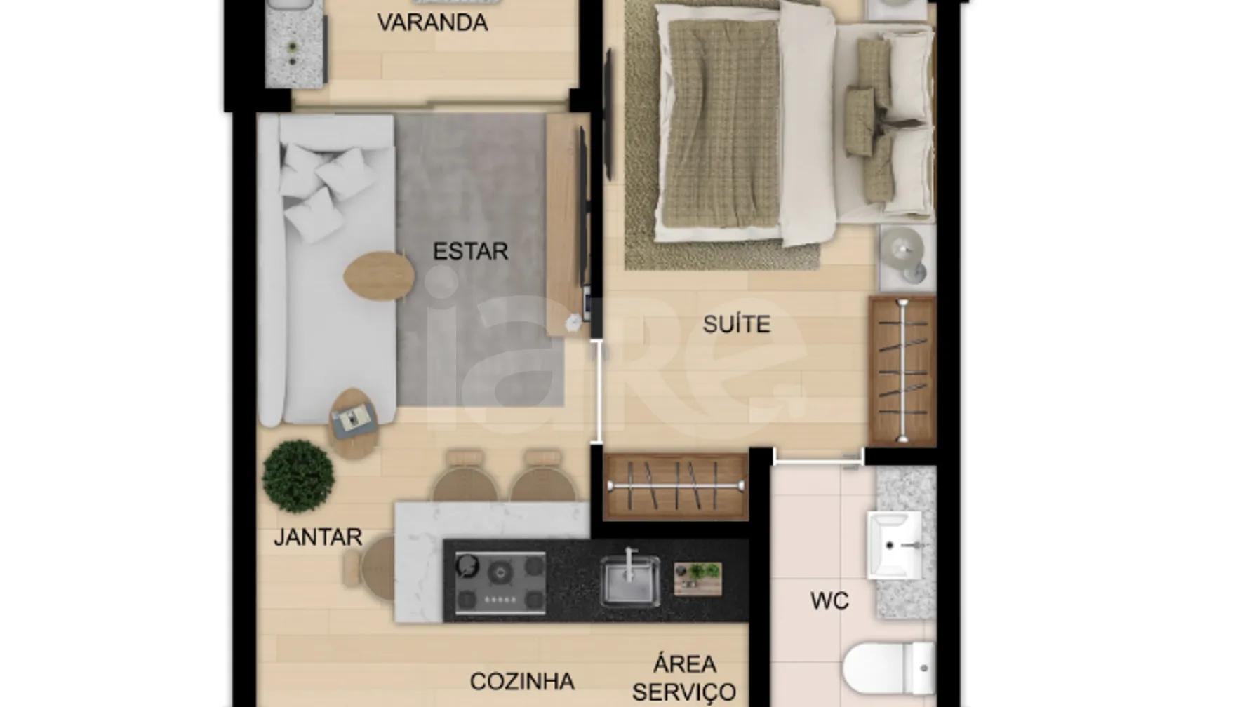 Planta — Apartamento 36,89 m²