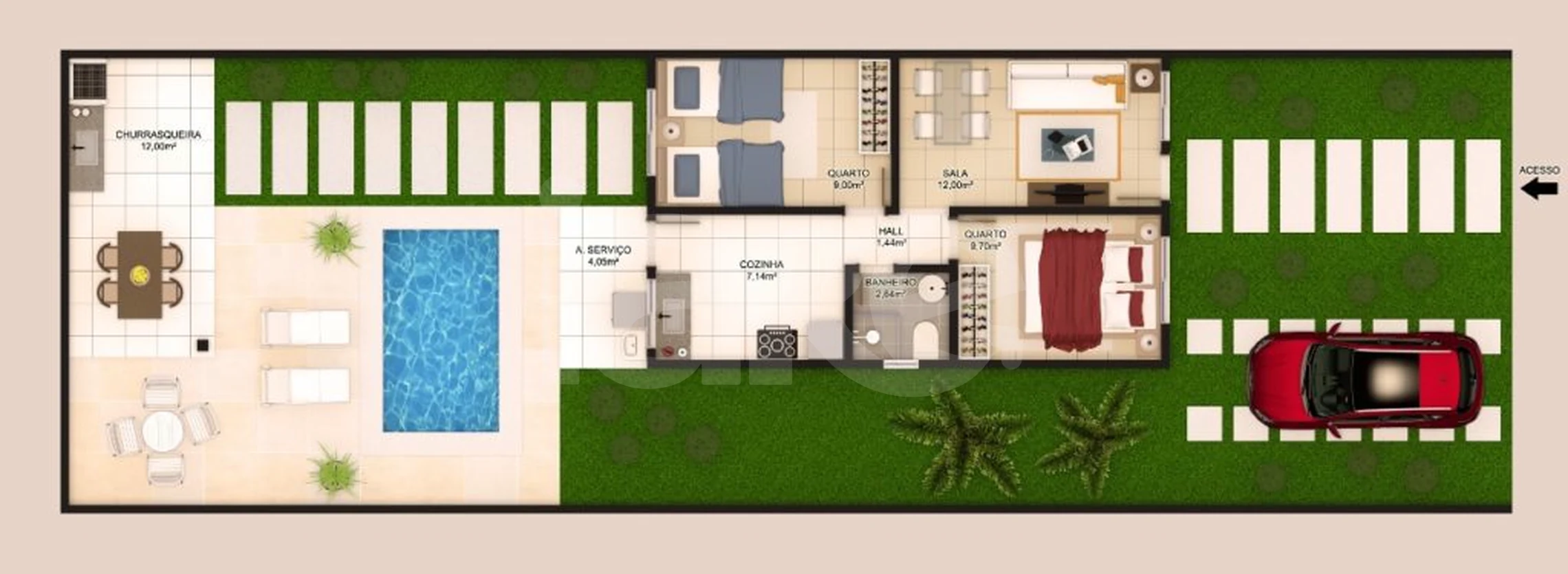 Planta — Casa em Condomínio 140 m²