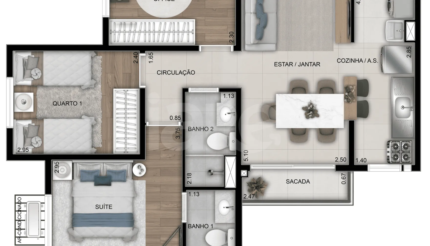 Planta — Apartamento 61,14 m²