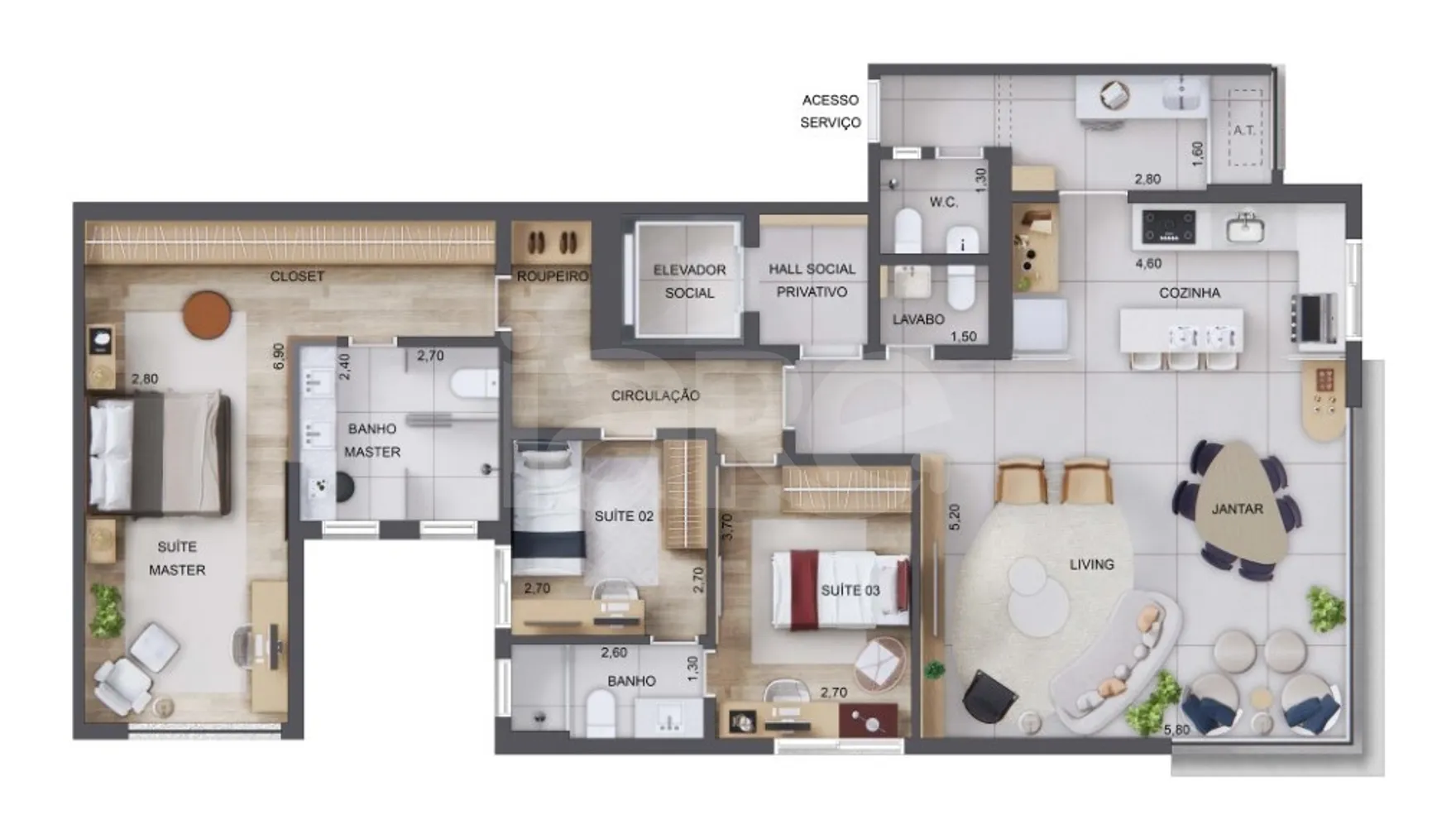 Planta — Apartamento 126,11 m²