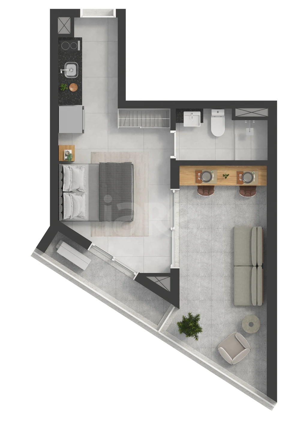 Planta — Studio 37,52 m²