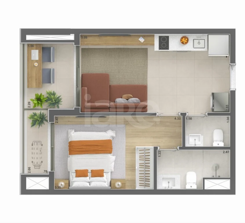 Planta — Apartamento 38,49 m²