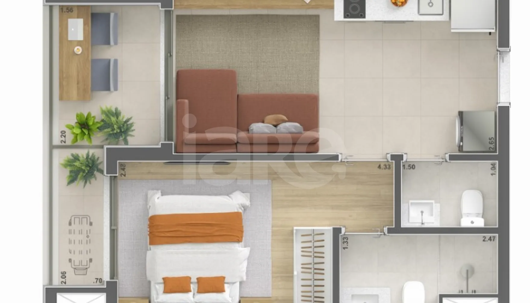 Planta — Apartamento 38,49 m²