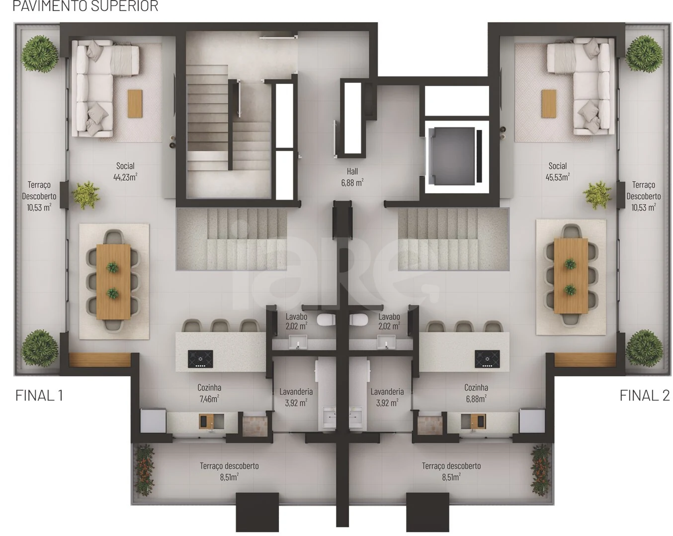 Planta — Implantação Coberturas | Pvto Superior