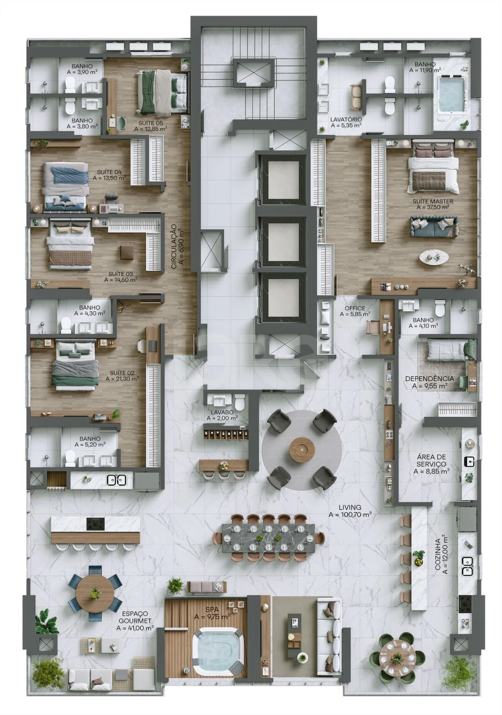 Planta — Apartamento 374 m²