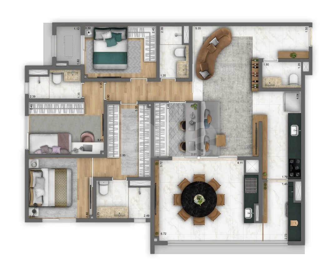 Planta — Apartamento 120,4 m²
