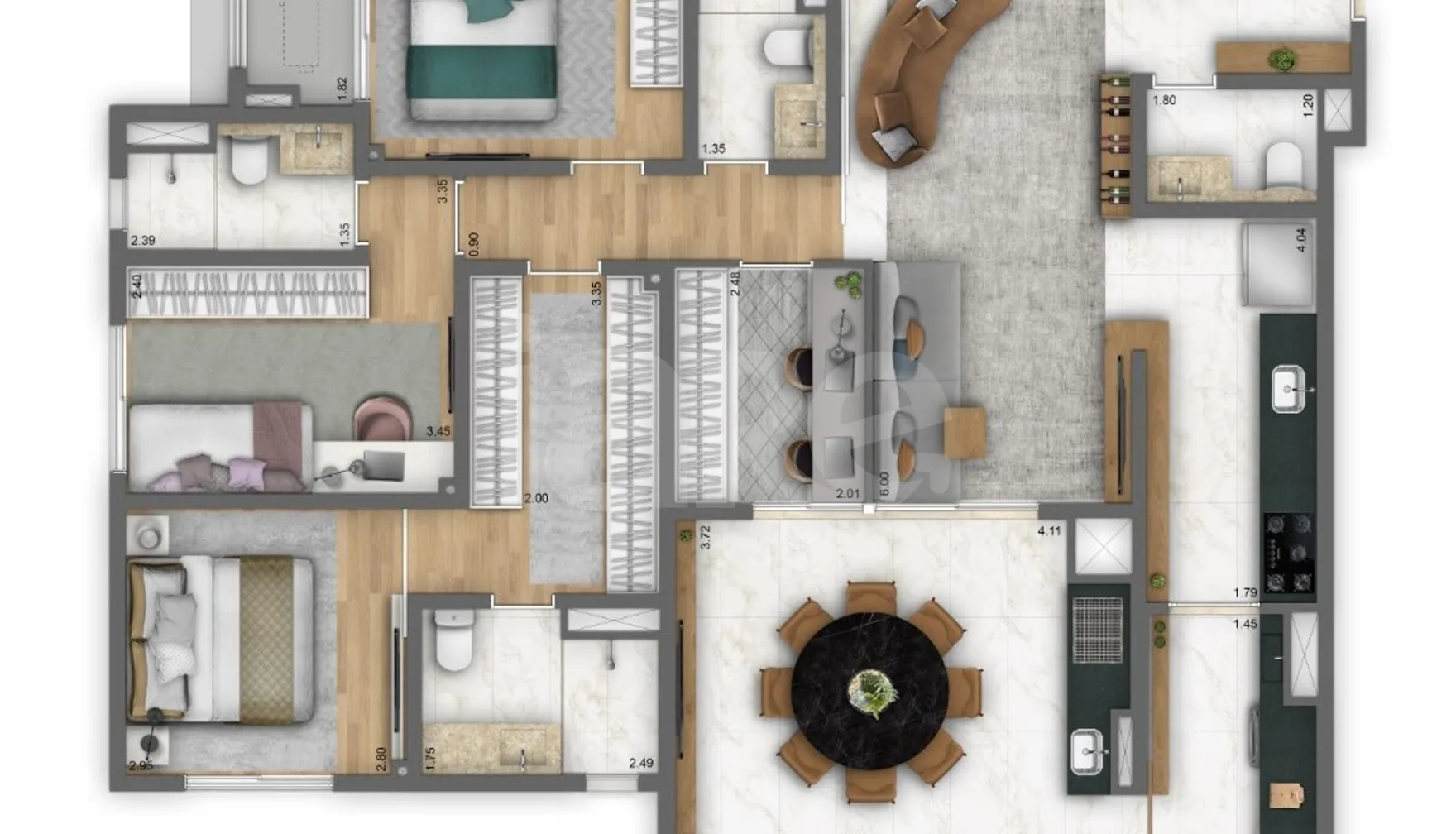 Planta — Apartamento 120,4 m²