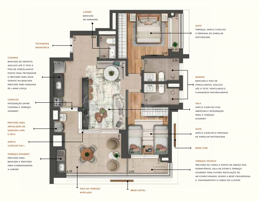 Planta — Apartamento 94,8 m²