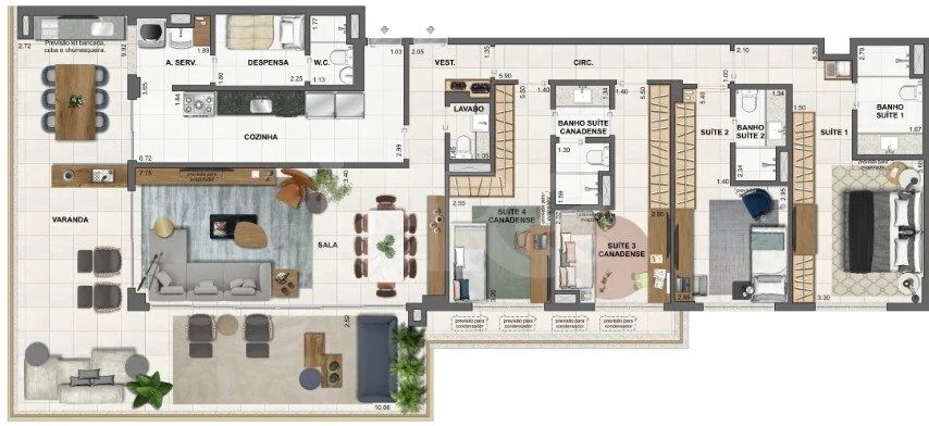Planta — Apartamento 200,04 m²