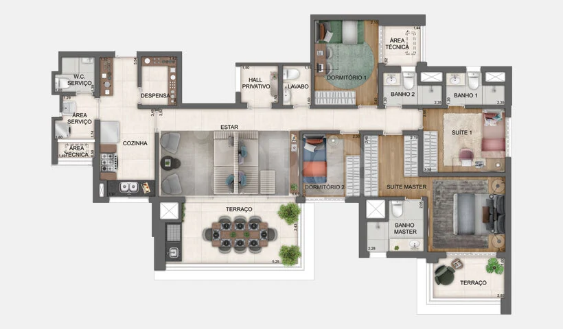 Planta — Apartamento 138,24 m²