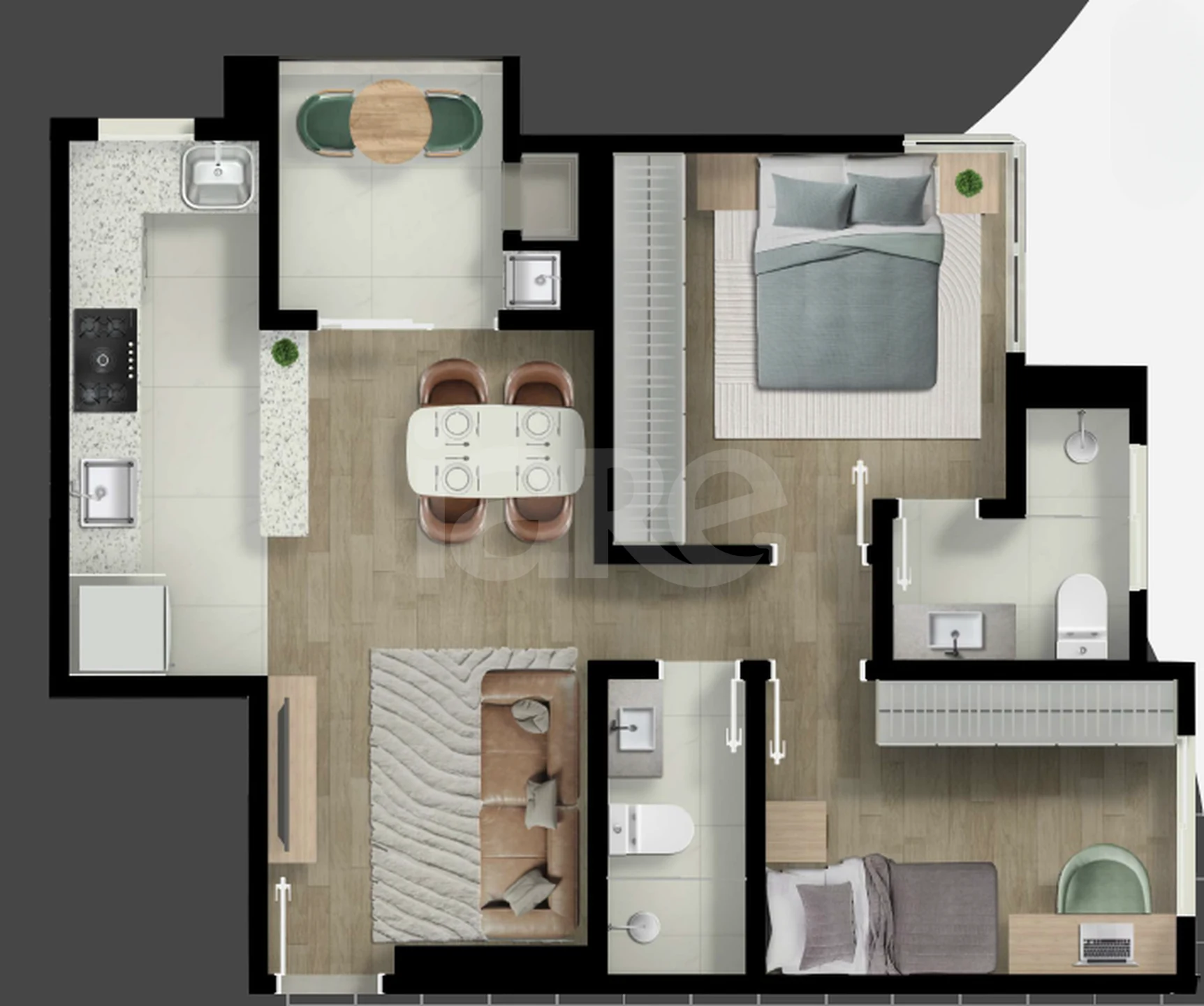 Planta — Apartamento 59,8 m²