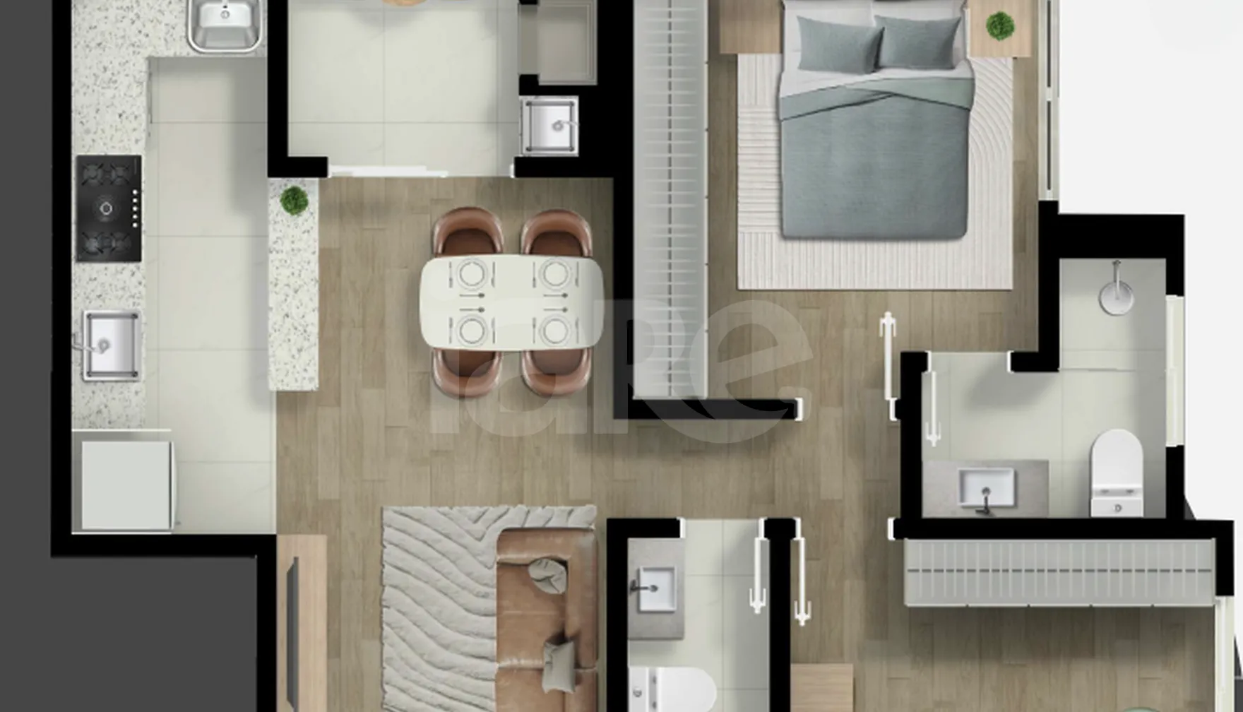 Planta — Apartamento 59,8 m²