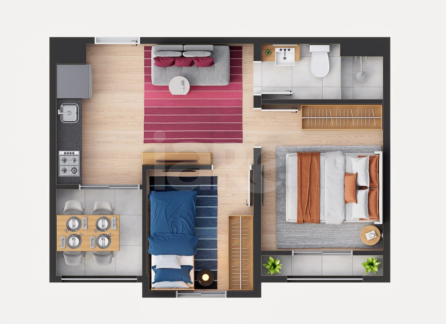 Planta — Apartamento 32,7 m²