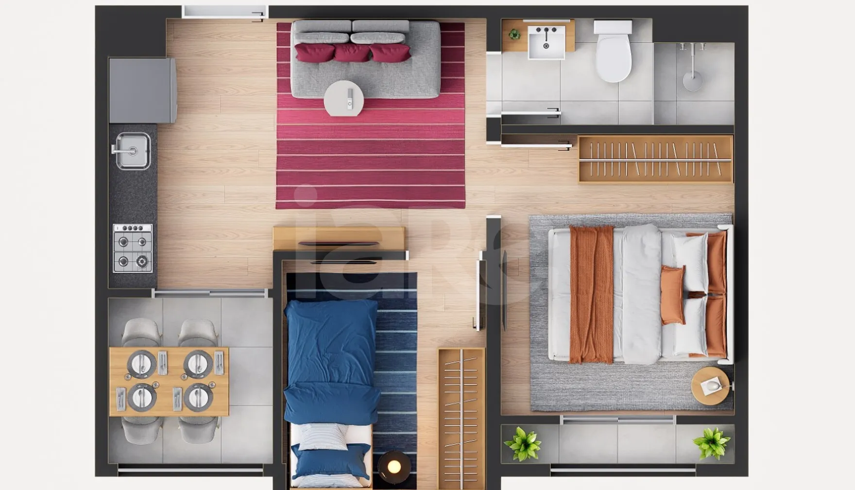 Planta — Apartamento 32,7 m²