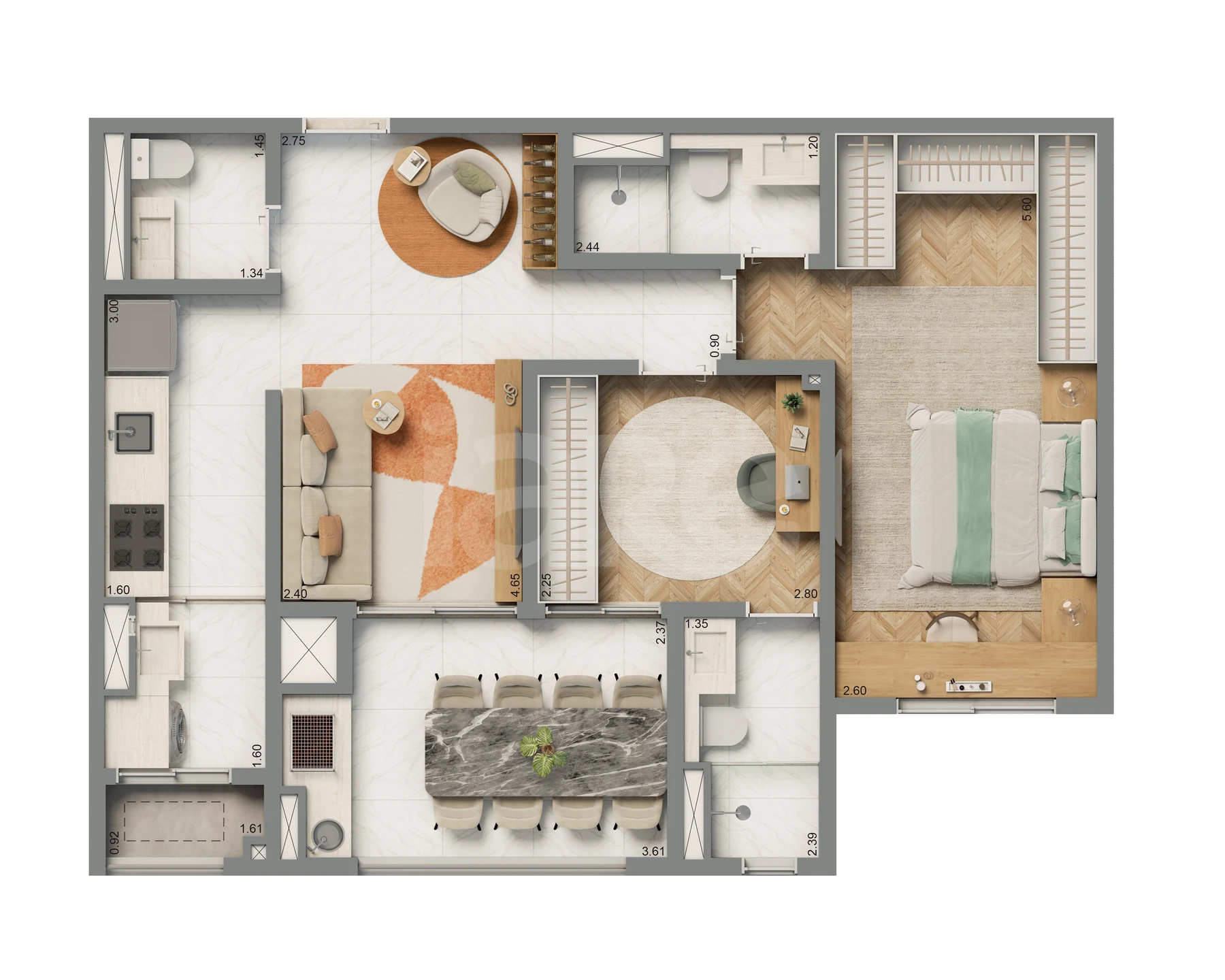 Planta — Apartamento 69,5 m²