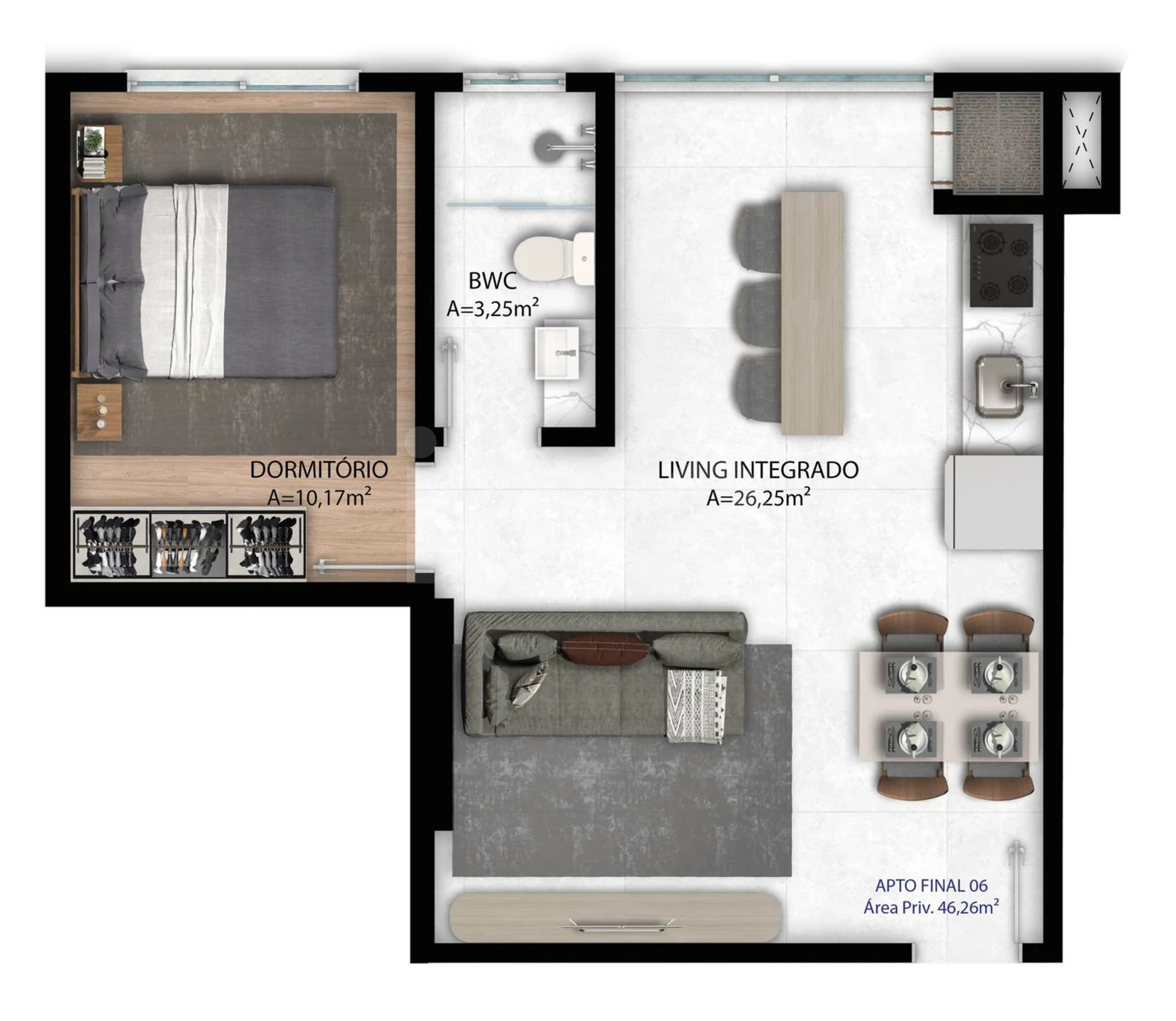 Planta — Apartamento 46,26 m²