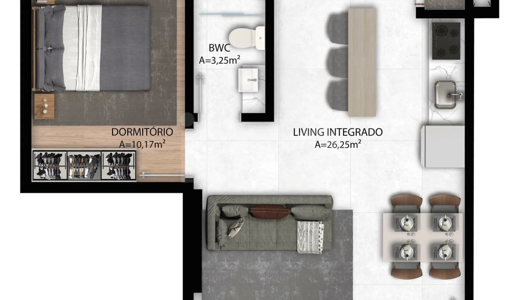 Planta — Apartamento 46,26 m²