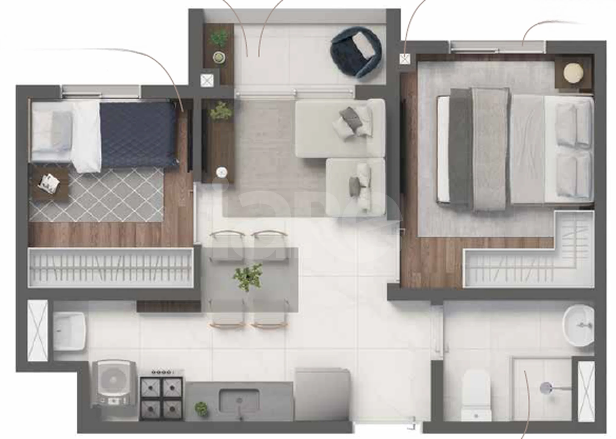 Planta — Apartamento 36,65 m²