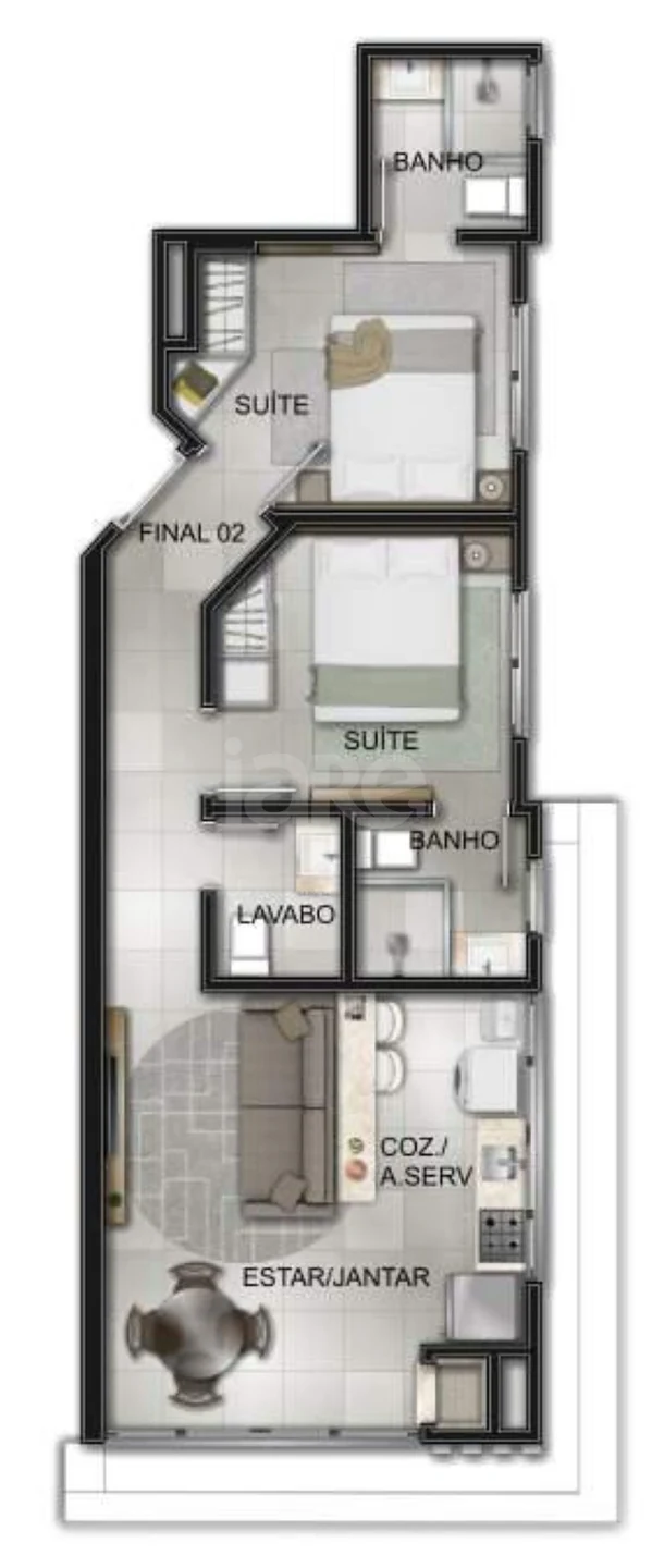 Planta — Apartamento 54,88 m²