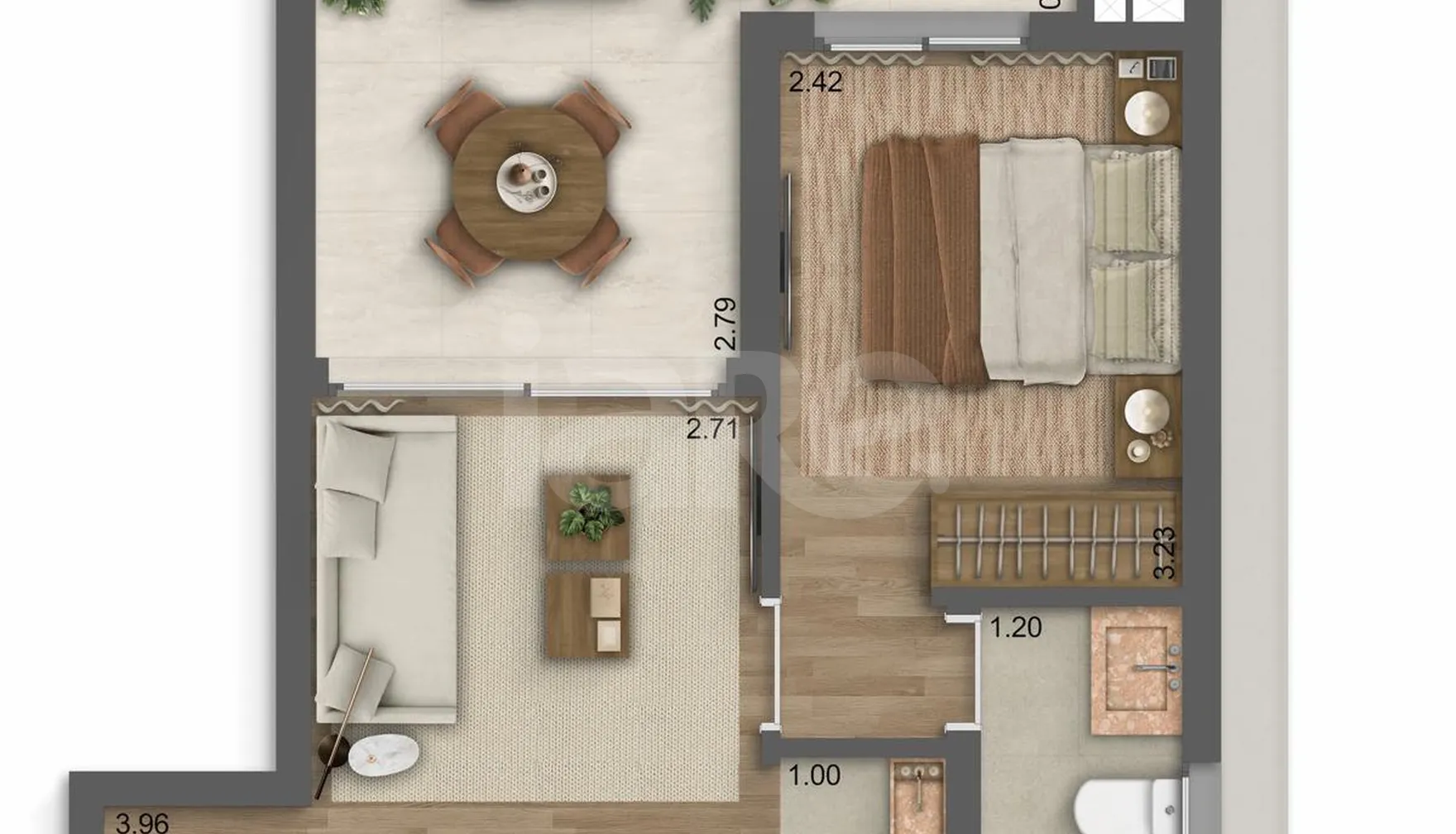 Planta — Apartamento 40,95 m²
