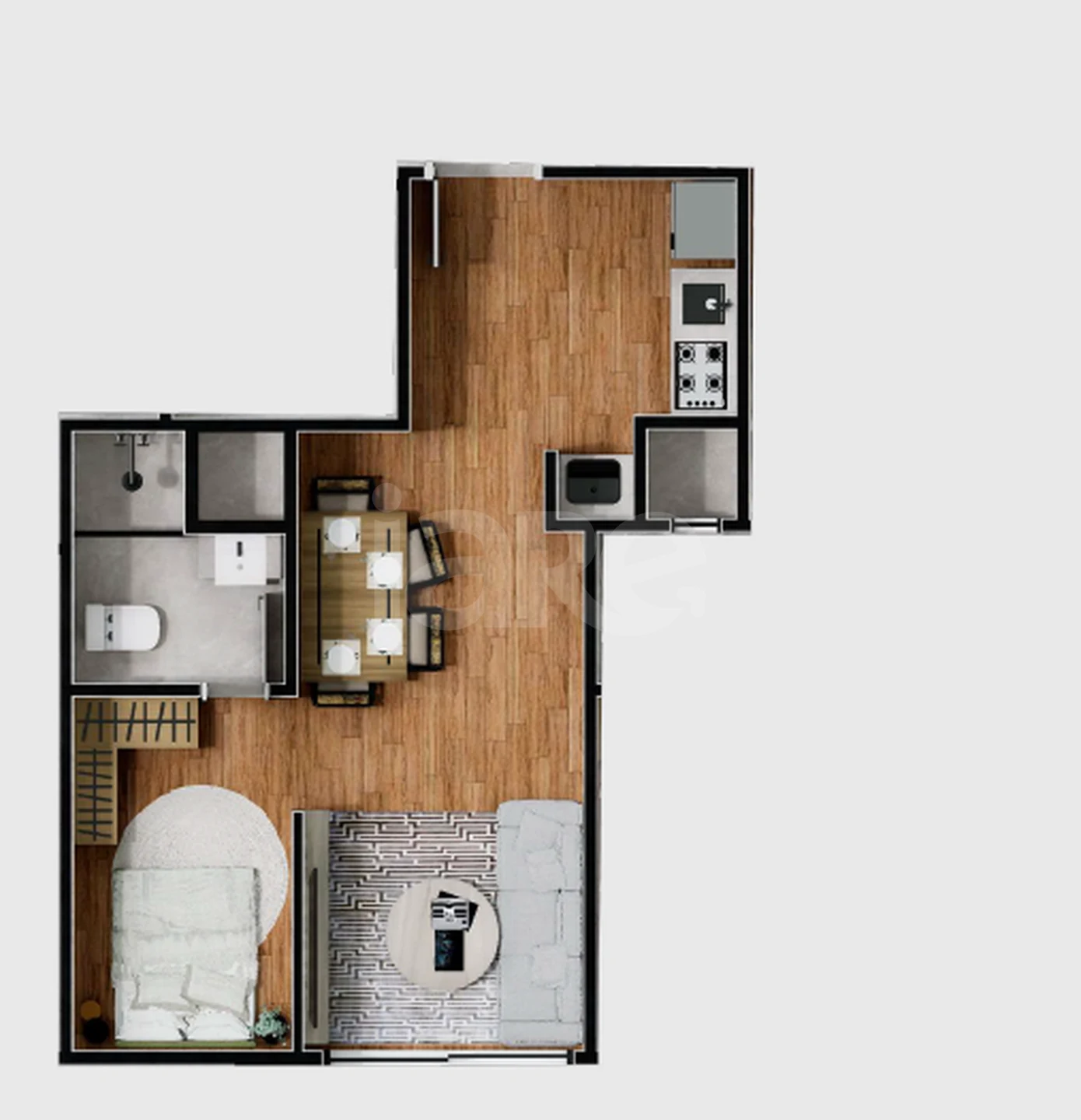 Planta — Studio 28,48 m²