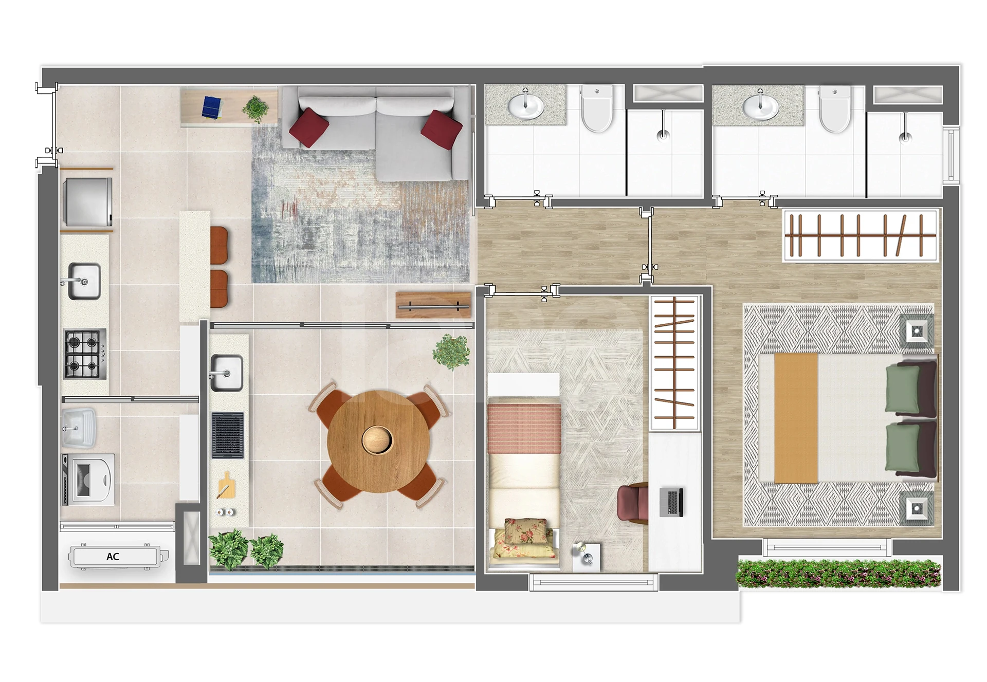 Planta — Apartamento 62,16 m²