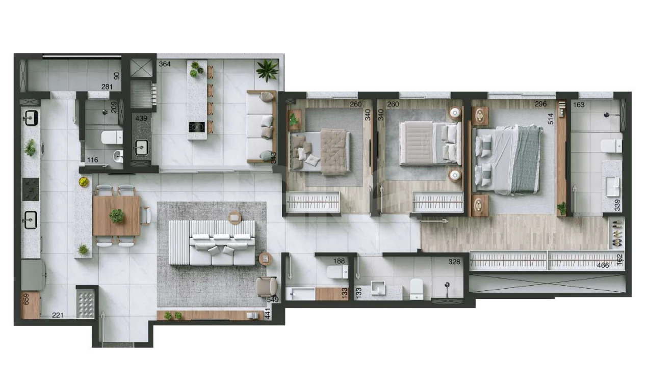 Planta — Apartamento 128,94 m²